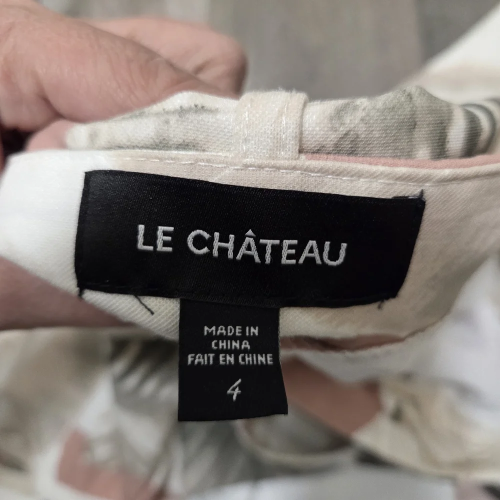 Le Château Rayon Blend Leaf Print Skirt | High-Waist Button Front Belted A-Line - Picture 5 of 7